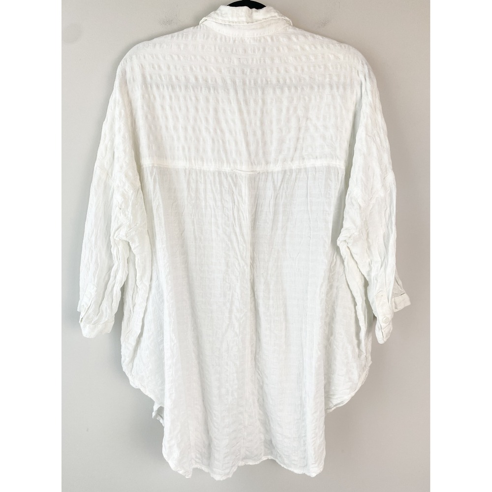 Anthropologie Pilcro Button Up Texture Shirt M/L White Coastal Clean Girl Cotton - Picture 4 of 9